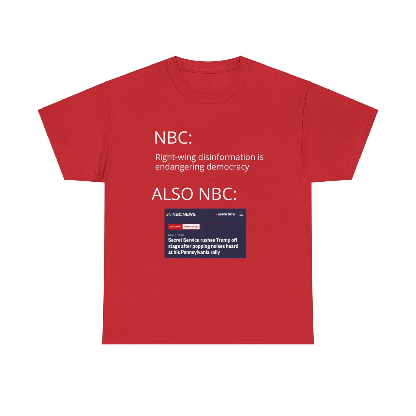 Tee: MSNBC Fake News Propaganda Trump Shot Unisex Heavy Cotton